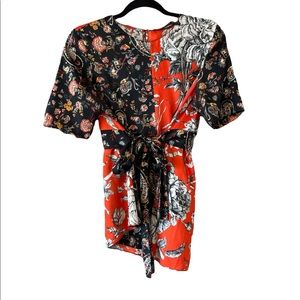 Zara Blood Orange and Black Silk Shirt